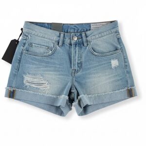 NWT! All Saints Distressed “Boys Short” Indigo Patch Women’s Size 24